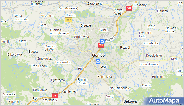 mapa Gorlic, Gorlice na mapie Targeo