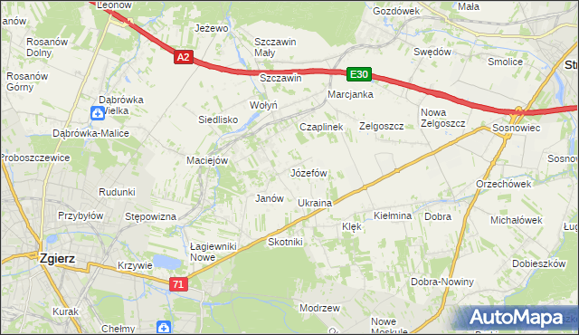 mapa Józefów gmina Zgierz, Józefów gmina Zgierz na mapie Targeo