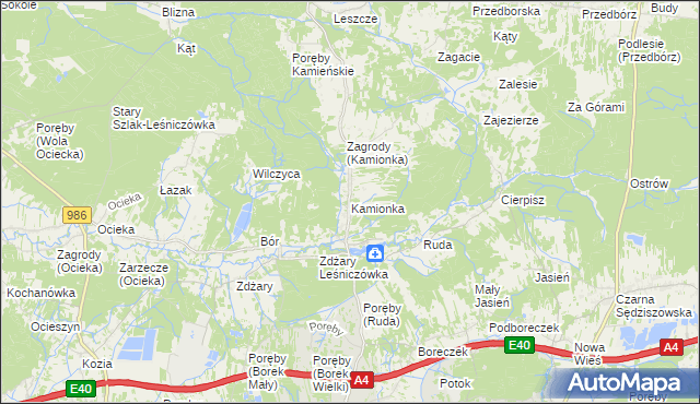 mapa Kamionka gmina Ostrów, Kamionka gmina Ostrów na mapie Targeo