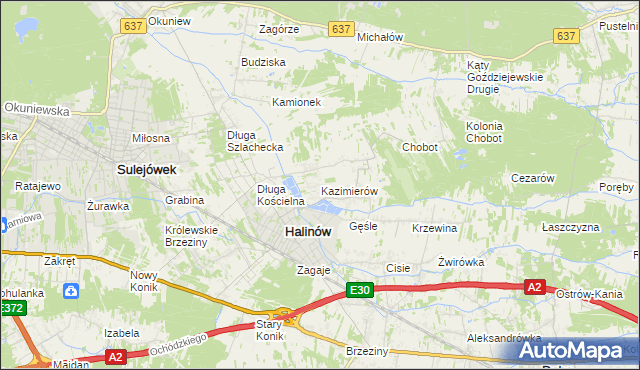 mapa Kazimierów gmina Halinów, Kazimierów gmina Halinów na mapie Targeo