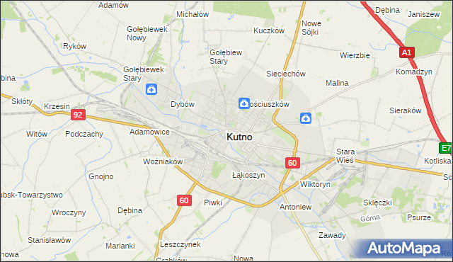 mapa Kutno, Kutno na mapie Targeo