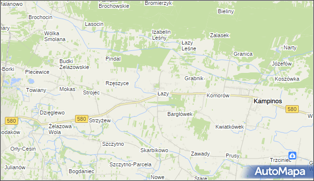 mapa Łazy gmina Kampinos, Łazy gmina Kampinos na mapie Targeo