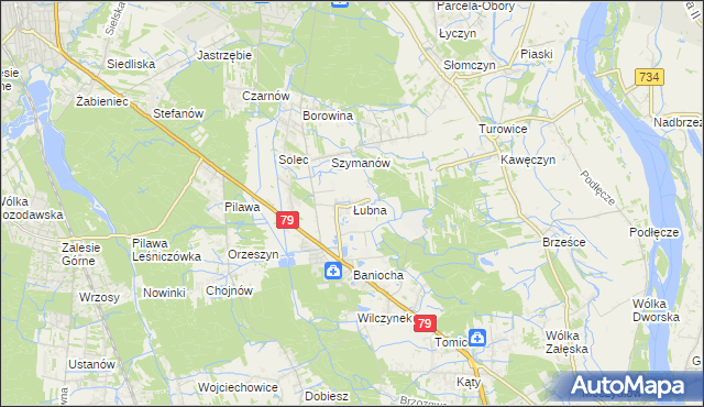 mapa Łubna gmina Góra Kalwaria, Łubna gmina Góra Kalwaria na mapie Targeo