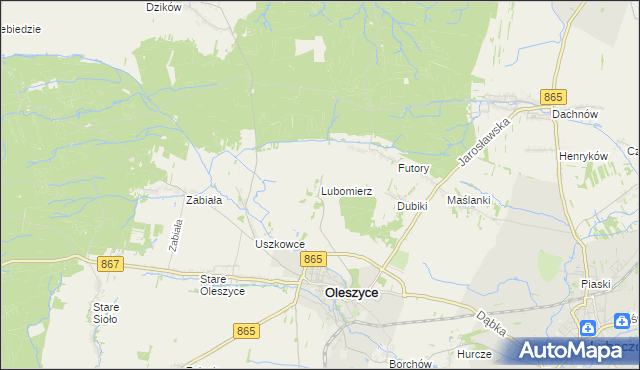 mapa Lubomierz gmina Oleszyce, Lubomierz gmina Oleszyce na mapie Targeo