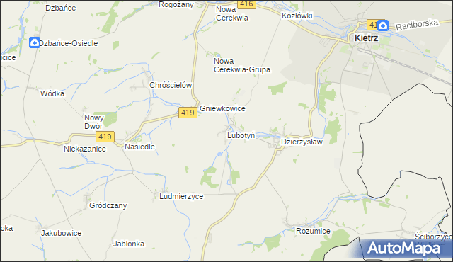 mapa Lubotyń gmina Kietrz, Lubotyń gmina Kietrz na mapie Targeo