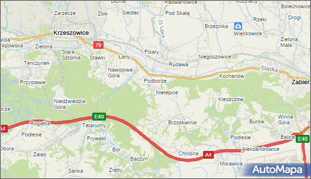 mapa Nielepice, Nielepice na mapie Targeo