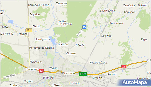 mapa Nowiny gmina Chełm, Nowiny gmina Chełm na mapie Targeo