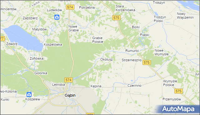 mapa Okolusz, Okolusz na mapie Targeo