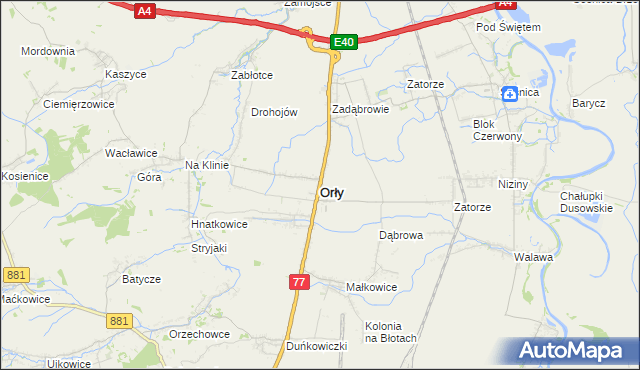 mapa Orły powiat przemyski, Orły powiat przemyski na mapie Targeo