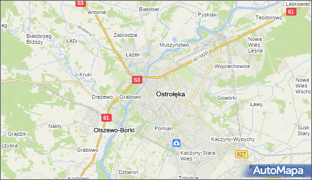 mapa Ostrołęka, Ostrołęka na mapie Targeo