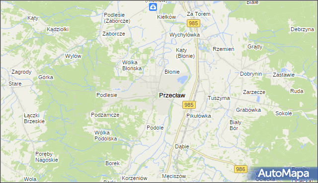 mapa Przecław powiat mielecki, Przecław powiat mielecki na mapie Targeo