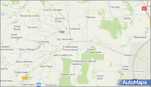 mapa Przewodowo-Parcele, Przewodowo-Parcele na mapie Targeo