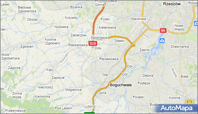 mapa Racławówka, Racławówka na mapie Targeo