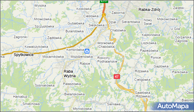 mapa Rokiciny Podhalańskie, Rokiciny Podhalańskie na mapie Targeo