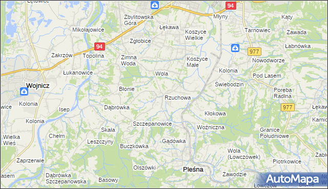 mapa Rzuchowa, Rzuchowa na mapie Targeo