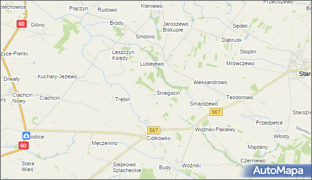 mapa Śniegocin, Śniegocin na mapie Targeo