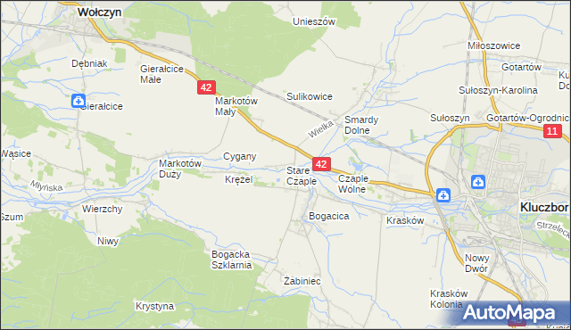 mapa Stare Czaple gmina Kluczbork, Stare Czaple gmina Kluczbork na mapie Targeo