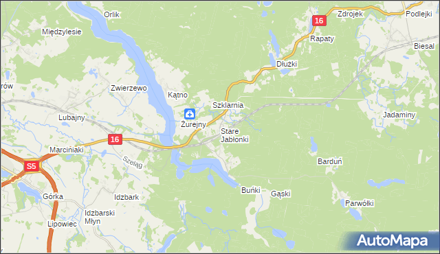 mapa Stare Jabłonki, Stare Jabłonki na mapie Targeo