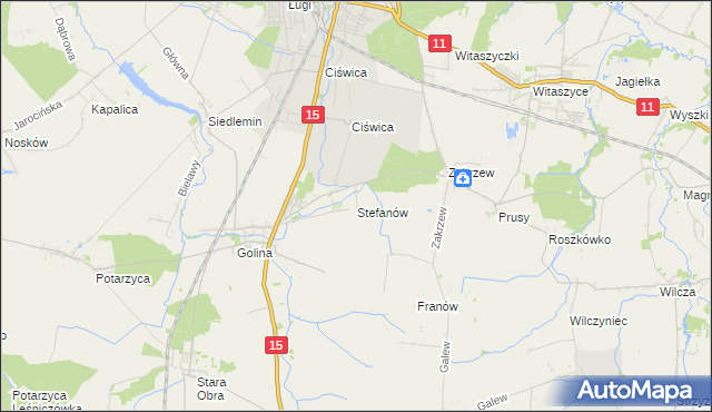 mapa Stefanów gmina Jarocin, Stefanów gmina Jarocin na mapie Targeo