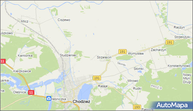 mapa Strzelęcin, Strzelęcin na mapie Targeo