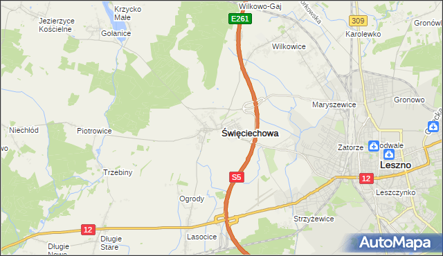 mapa Święciechowa, Święciechowa na mapie Targeo