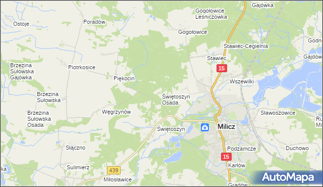 mapa Świętoszyn Osada, Świętoszyn Osada na mapie Targeo
