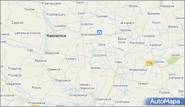 mapa Szczytniki gmina Proszowice, Szczytniki gmina Proszowice na mapie Targeo