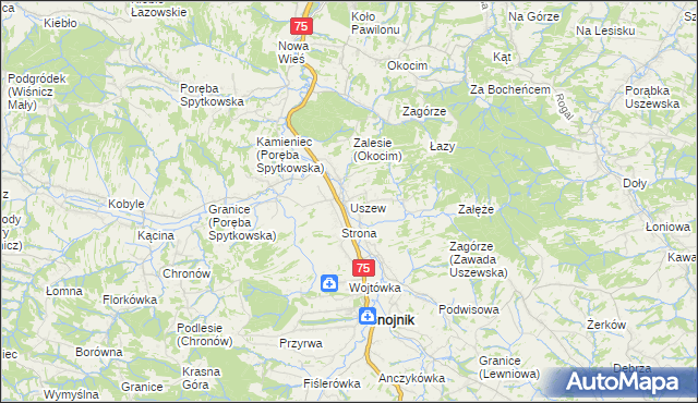 mapa Uszew, Uszew na mapie Targeo