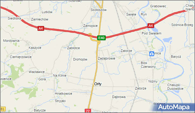mapa Zadąbrowie gmina Orły, Zadąbrowie gmina Orły na mapie Targeo