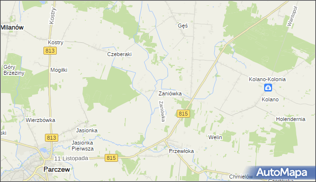 mapa Zaniówka, Zaniówka na mapie Targeo