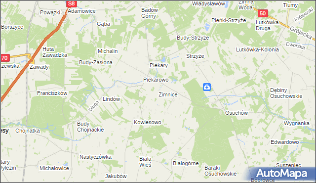 mapa Zimnice, Zimnice na mapie Targeo