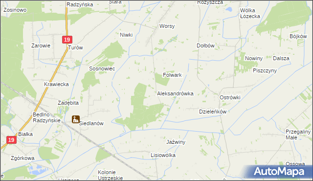 mapa Aleksandrówka gmina Drelów, Aleksandrówka gmina Drelów na mapie Targeo