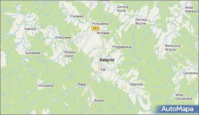 mapa Baligród, Baligród na mapie Targeo