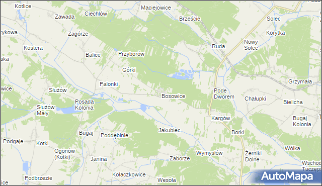 mapa Bosowice, Bosowice na mapie Targeo