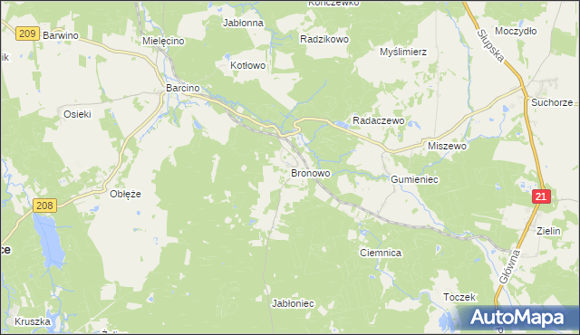 mapa Bronowo gmina Kępice, Bronowo gmina Kępice na mapie Targeo