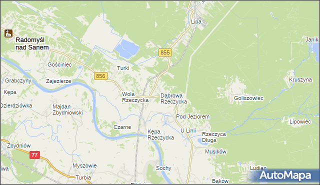 mapa Dąbrowa Rzeczycka, Dąbrowa Rzeczycka na mapie Targeo