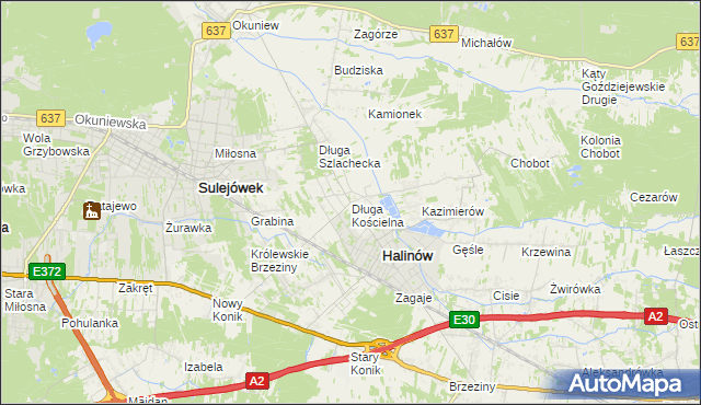 mapa Długa Kościelna, Długa Kościelna na mapie Targeo