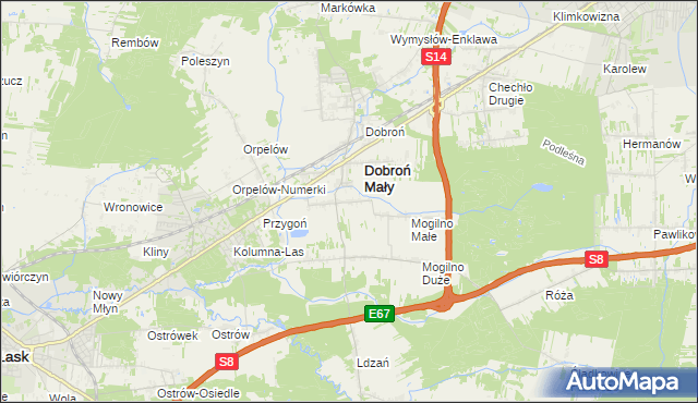 mapa Dobroń Duży, Dobroń Duży na mapie Targeo