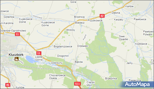 mapa Drzewiec gmina Kluczbork, Drzewiec gmina Kluczbork na mapie Targeo