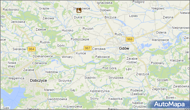 mapa Fałkowice gmina Gdów, Fałkowice gmina Gdów na mapie Targeo