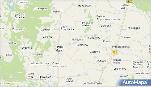 mapa Felicjanów gmina Osiek Mały, Felicjanów gmina Osiek Mały na mapie Targeo