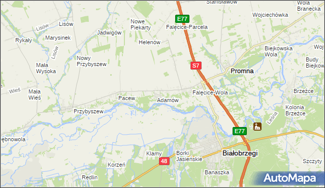 mapa Góry gmina Promna, Góry gmina Promna na mapie Targeo