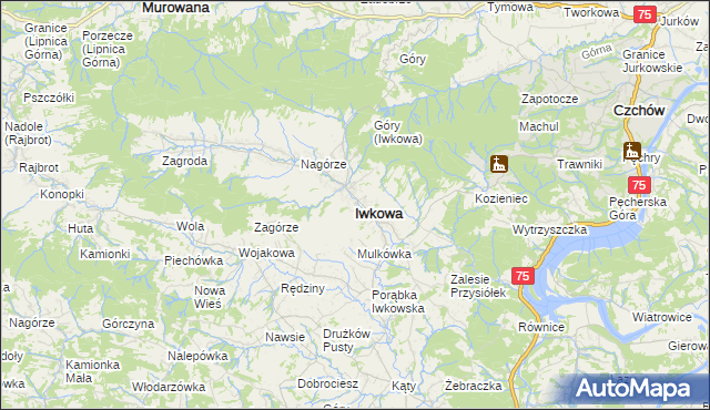 mapa Iwkowa, Iwkowa na mapie Targeo