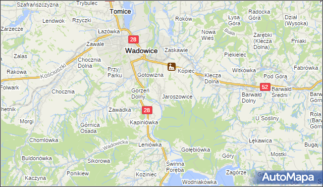 mapa Jaroszowice, Jaroszowice na mapie Targeo