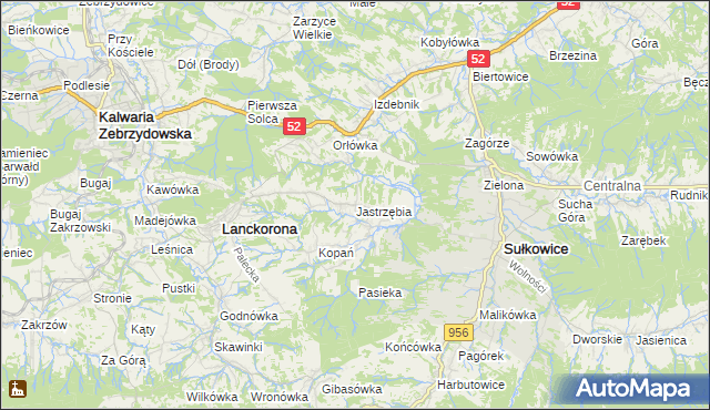 mapa Jastrzębia gmina Lanckorona, Jastrzębia gmina Lanckorona na mapie Targeo