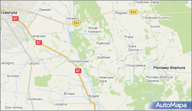 mapa Józefowo gmina Przasnysz, Józefowo gmina Przasnysz na mapie Targeo