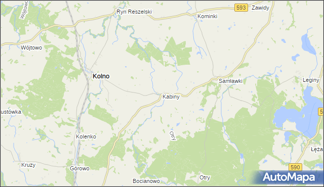 mapa Kabiny, Kabiny na mapie Targeo