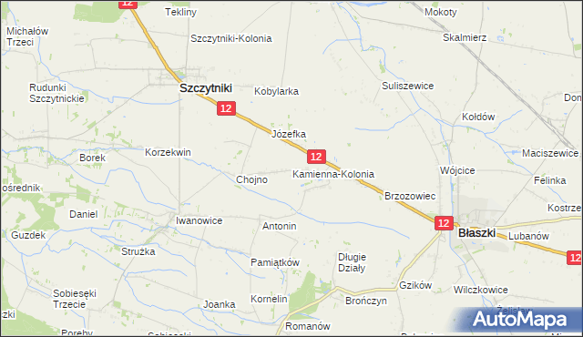 mapa Kamienna-Kolonia, Kamienna-Kolonia na mapie Targeo