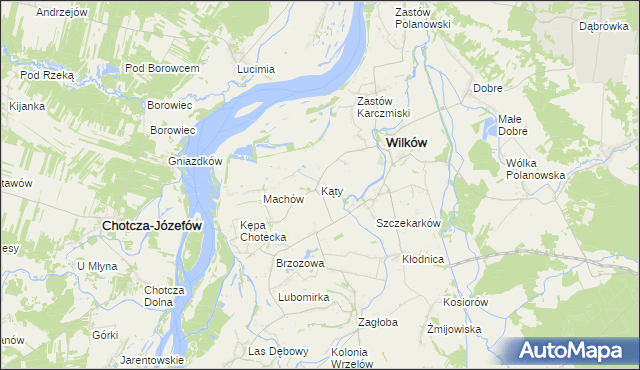 mapa Kąty gmina Wilków, Kąty gmina Wilków na mapie Targeo