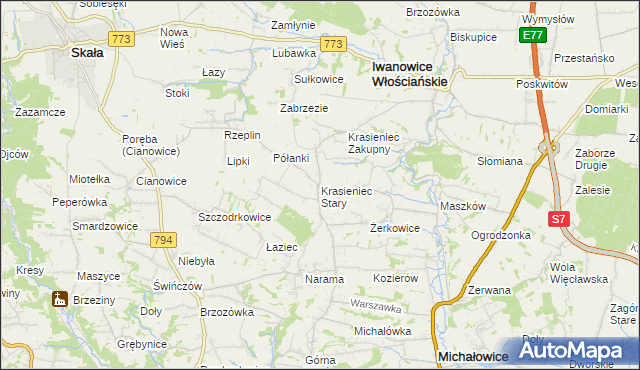 mapa Krasieniec Stary, Krasieniec Stary na mapie Targeo